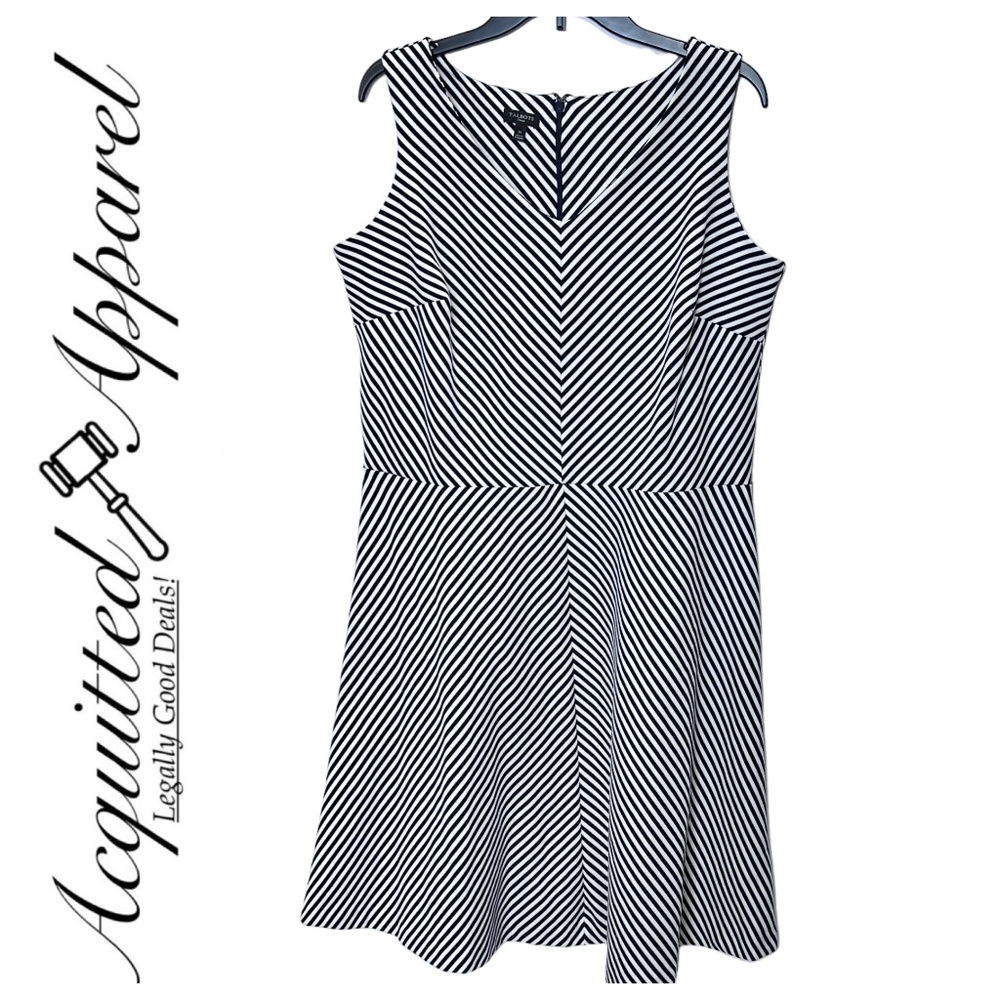 Talbots Woman Navy & White Striped Sleeveless Dress